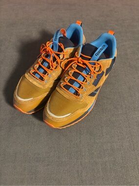 Reebok Men’s Orange & Blue Suede Mesh Sneakers